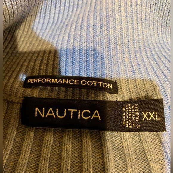 LN NAUTICA MENS COLOR BLOCK SWEATER. HALF ZIP FRONT COLLAR, LONG SLEEVES. - Picture 6 of 8